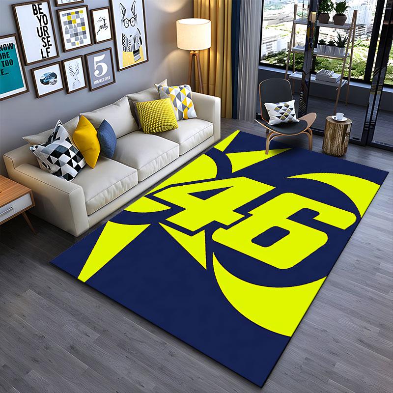 Yellow 46 Design on Blue Carpet suitable as a non-slip mat for the living room or bedroom sofa