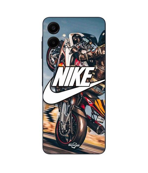 Coque de téléphone - Maniacase - Samsung Galaxy A06 - Silicone - Souple - Nike logo blanc roue moto
