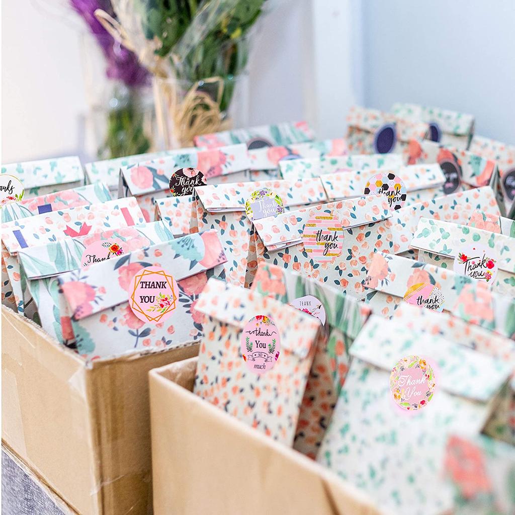 500 шт. Наклейки «Спасибо» для этикеток с печатью, круглые цветочные многоцветные этикетки, наклейки ручной работы, канцелярские наклейки
