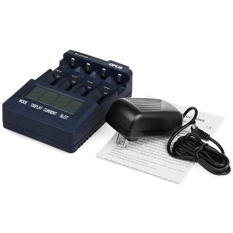 Opus Bt-c3100 Digital Smart 4-слотовый ЖК-зарядное устройство, совместимое с литий-ионным аккумулятором Nicd Nimh Aa Aaa 10440