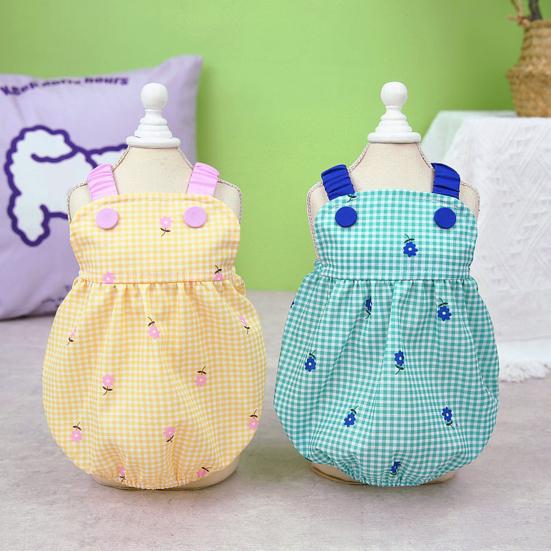 Платье для домашних животных Тип подтяжки Классический клетчатый модный принт Мягкая текстура На ощупь Платье Удобная одежда для щенков Платье принцессы Повседневная одежда