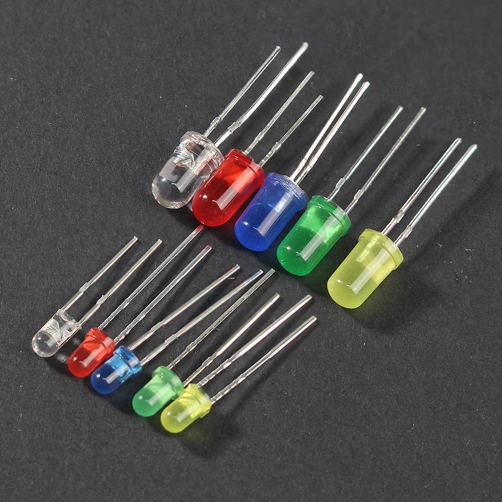 60-200 шт. F3 F5 набор светодиодных диодов 3 мм 5 мм светодиоды белый красный синий зеленый желтый оранжевый DIY электронный комплект