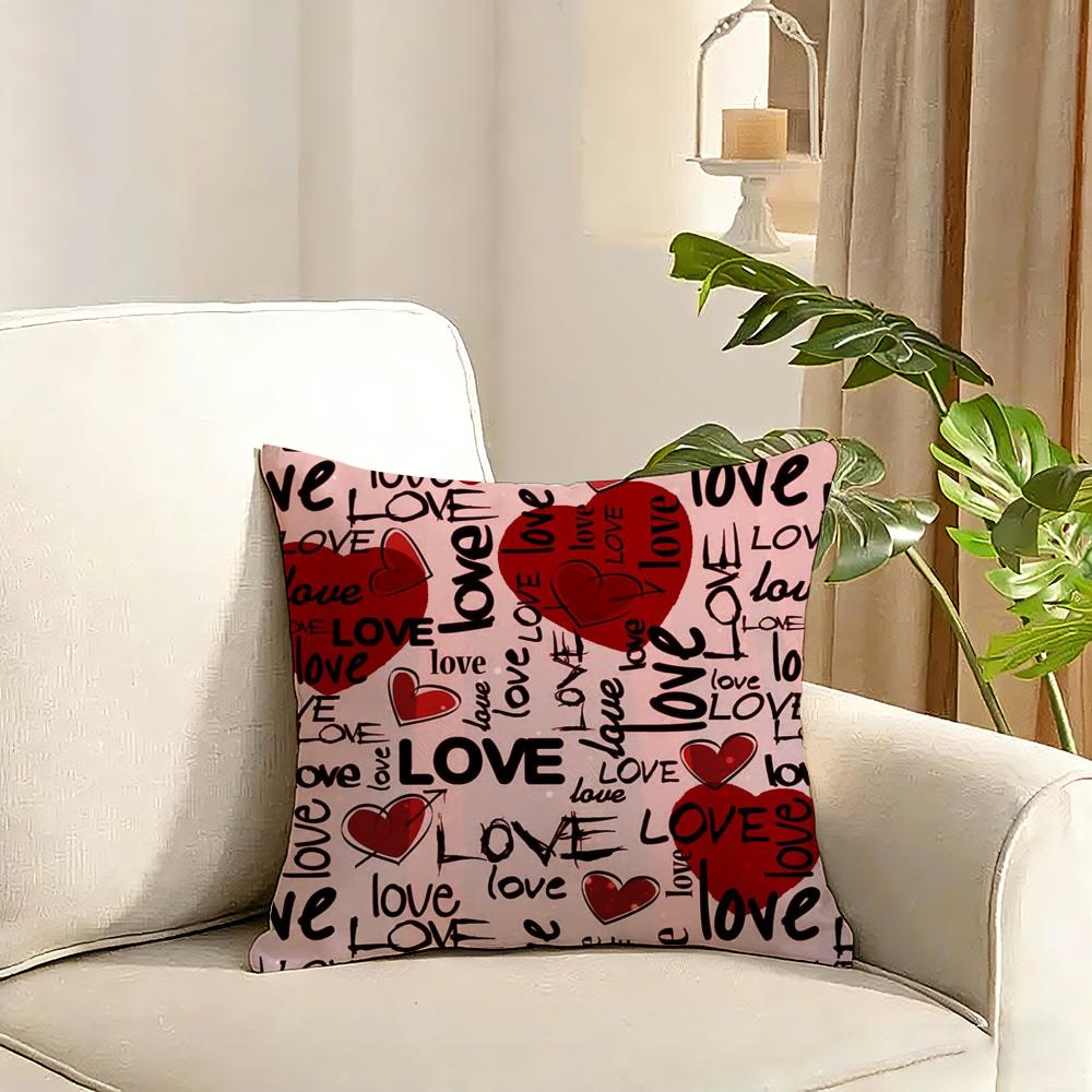 Lovely heart of love my beloved Cushion Cover Reversible Plush Pillow Cover Soft Fluffy Home Decor for Sofa Bedroom
