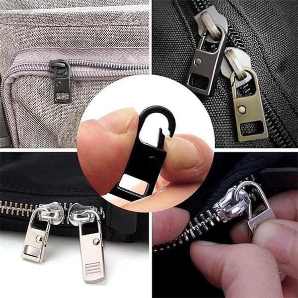 5 Pcs Zipper Pull Replacement Zipper Repair Kit Zipper Slider Pull Tab Metal Zipper Fixer Head for Luggage Backpack Jacket Suitcase Coat