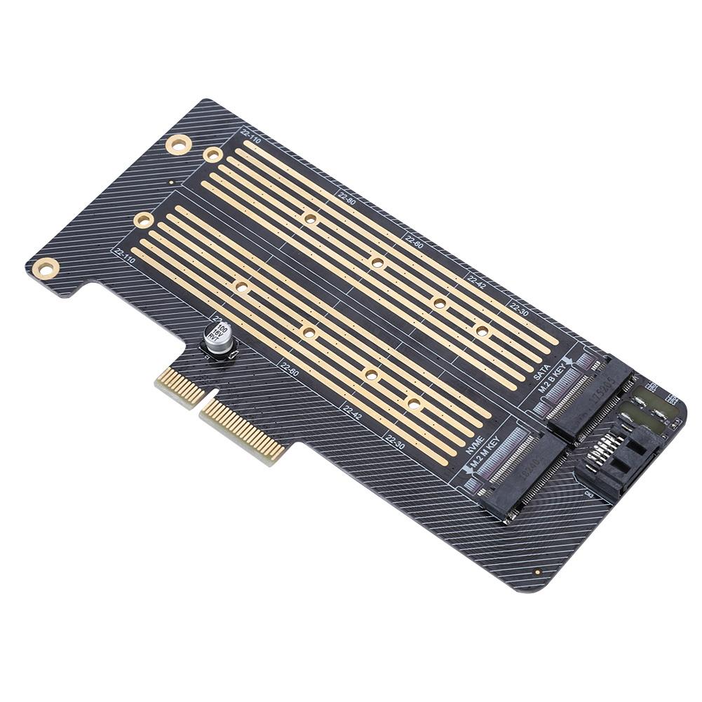 M.2 NVMe SSD NGFF to PCIE X4 Converter Adapter Card M Key B Key Dual Port