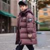 Детский пуховик для мальчиков, модное толстое теплое пальто средней длины в корейском стиле