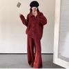 Вязаный костюм-свитер для женской осени и зимы, свободные повседневные брюки широкого кроя, модный и стильный костюм-двойка