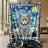 Space Cats Pattern Theme blanket Lightweight Warm Flannel Blanket Decorative Throw Blanket for Home Decoration
