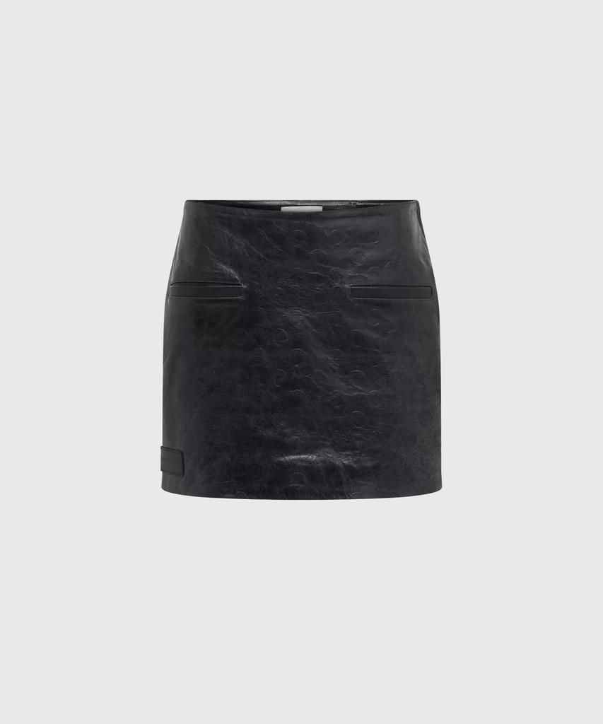 MARINE SERRE (W) Glossy Moon Leather Mini Skirt Black Glossy Moon Leather Mini Skirt Bk99 Black