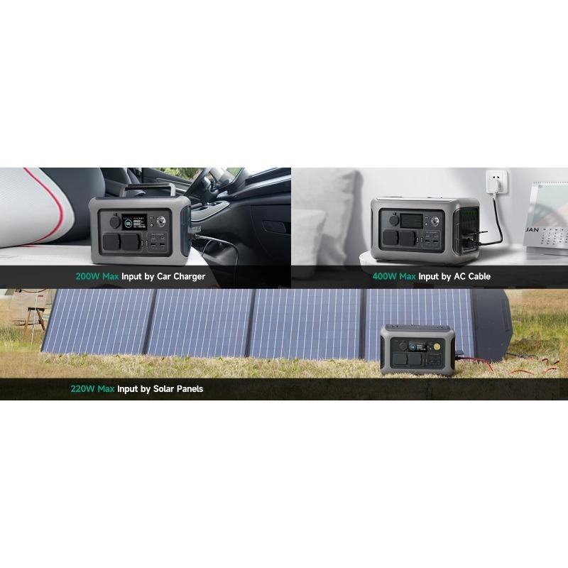Портативная электростанция ALLPOWERS R600, 600 Вт, 299 Вт·ч, Солнечный генератор LiFePO4 с 2x600 Вт (Скачок мощности 1200 Вт) Розетка переменного тока для кемпинга, дома на колесах, дома