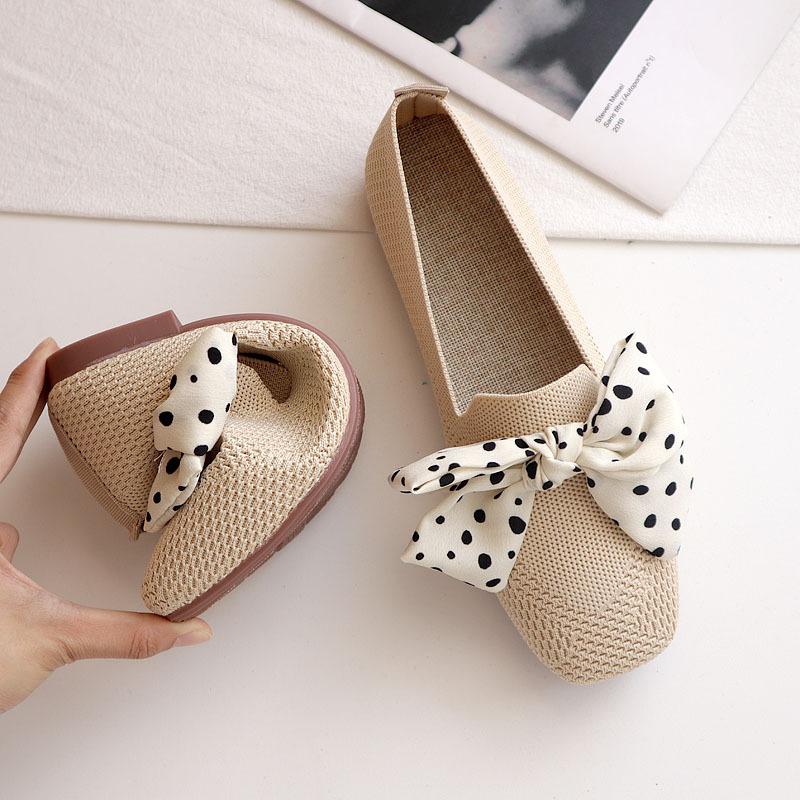 Fashion Women Flats Summer Breathable Mesh Shoe Fashion Butterfly Square Toe Single Shoes for Women Causal Walking Flats Slip-On Loafers