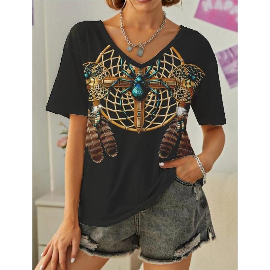 Винтажная женская футболка с 3D-принтом, с коротким рукавом, с V-образным вырезом, топы, удобные футболки