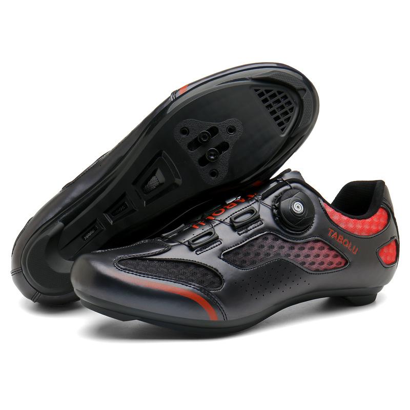 Cycling Shoes with Rotating Buckle - Breathable Unisex MTB Shoes Non-Slip Nylon Outsole Durable Leather Outdoor Riding Shoes