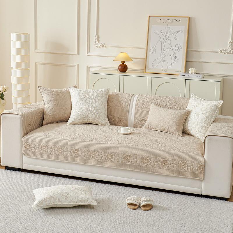 All-Season Universal Cotton Sofa Cushion Fabric Non-Slip Embroidery Sofa Cover Simple Sofa Towel New Seat Cushion