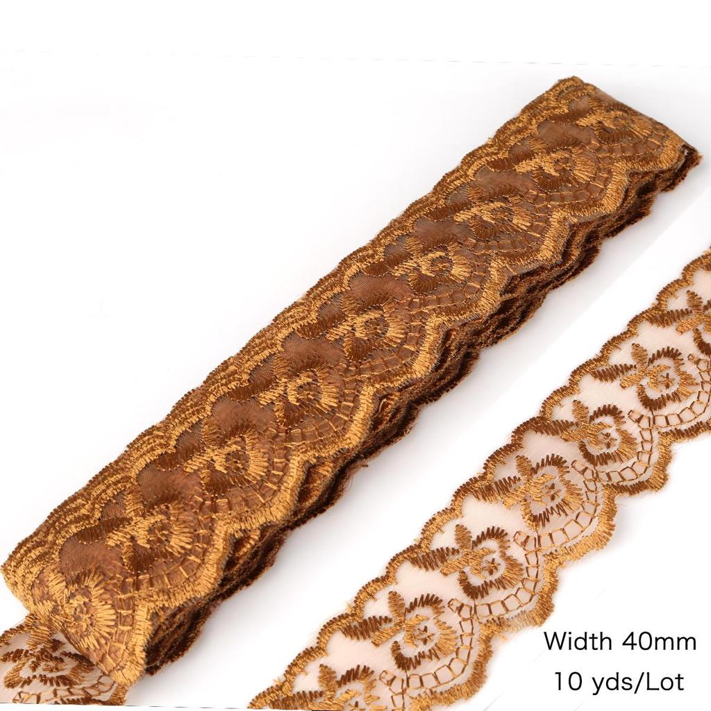 10yards/lot Multi-Color Lace Trim Fabric 40MM Embroidered Net Lace Trim For Sewing Decoration DIY Embroidered Lace Ribbon