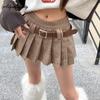 Japanese Preppy Style Autumn Winter Women Mini Skirt High Waist Houndstooth Short Skirt Stylish Cute Skirt With Belt