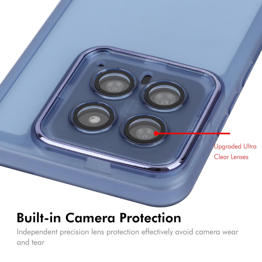 For Xiaomi 14 Case Matte TPU Phone Cover with Lens Film+9H Glass Protector