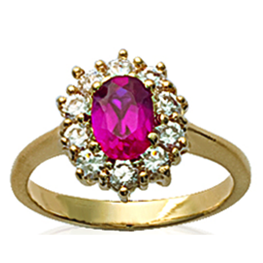 Gold Plated Ring 'Victorina' Ruby White Gold - 10x11 Mm