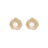 Micro-Inlaid Zircon Pearl Flower Stud Earrings Fashion Light Luxury Temperament Versatile Earrings French Niche Retro Earrings