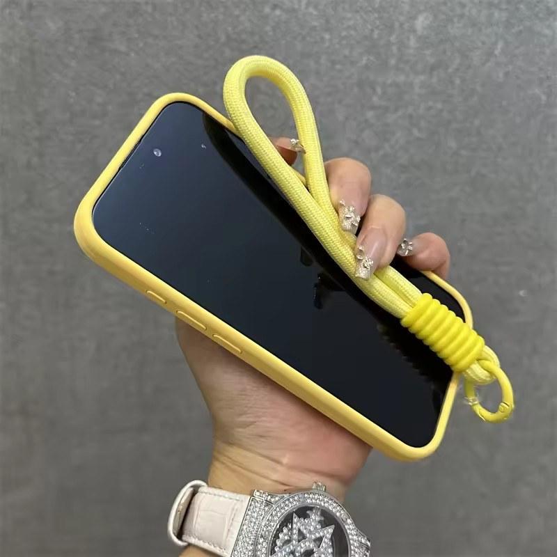 Для Magsafe Liquid Silicone Lanyard Case для iPhone 16 15 14 13 12 11 Pro Max 16 Plus Microfiber Indoor Bracelet Cover