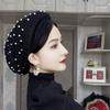 Fashion Women Pearls Beading Turban Hat with Hair Band
