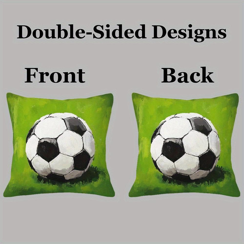 Football Print Pillowcase 2D Soft Black White Green Zipper Home Decor