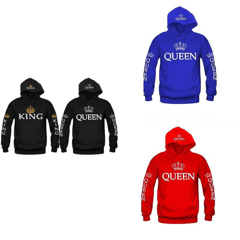 Stylish Cotton Hooded Sweatshirt For Couples Printed Long Sleeve Pullover For Fall