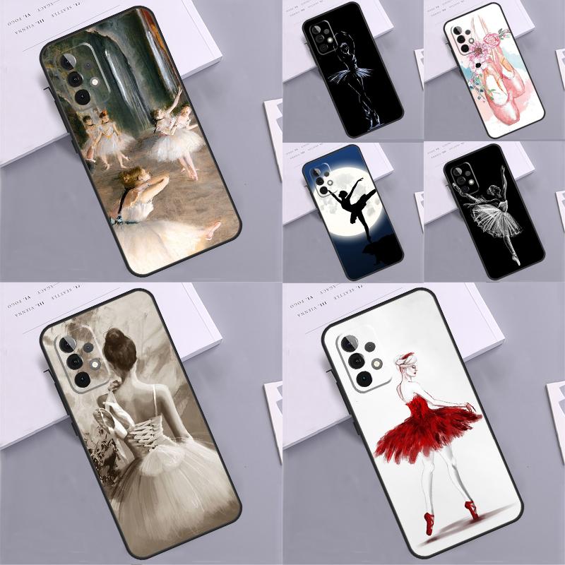 Чехол для Samsung Galaxy A55 A35 A05 A52 A32 A22 A54 A14 A16 A26 A36 A56 A06 A15 A53 A33 A13 с изображением балерины