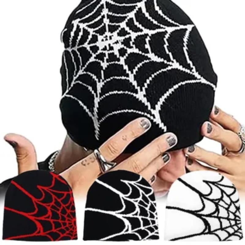 Fashion Knitted Spider Web Design Beanie Hats Y2K Men Women Accessories Winter Warm Cap Hip-hop Street Cap Halloween Gift