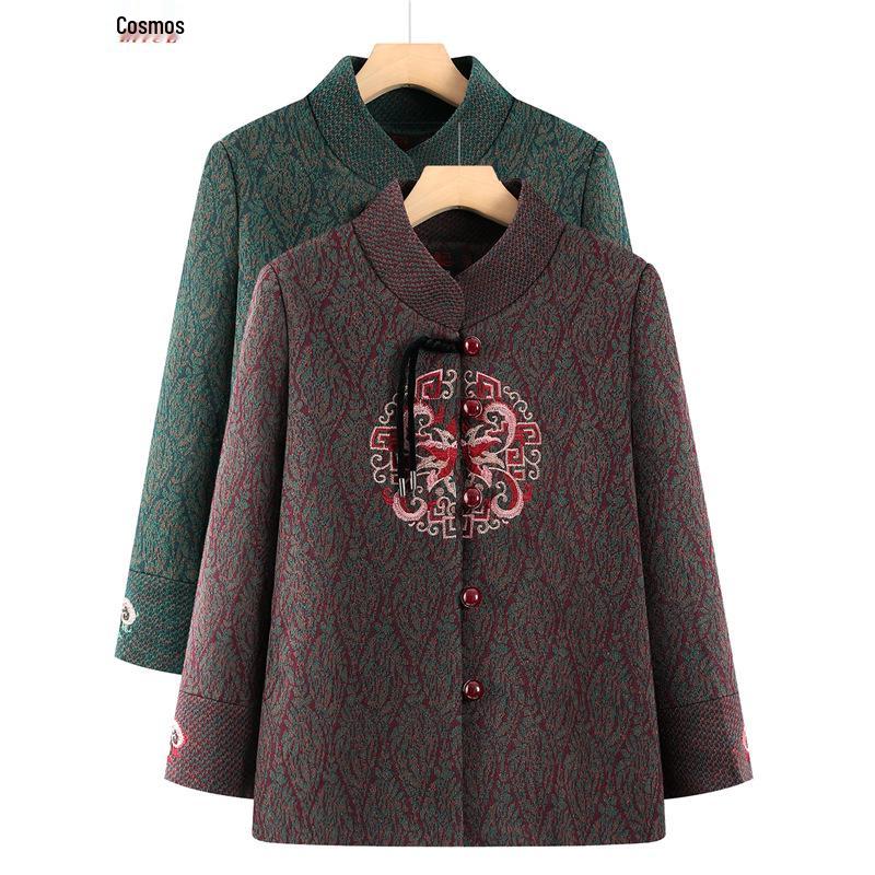 Осеннее шерстяное пальто для женщин среднего и пожилого возраста