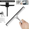 Shower Squeegee Stainless Steel Glass Wiper with Hooks Floor Window Silicone Scraper Cleaner Tools for Household Bathroom Car