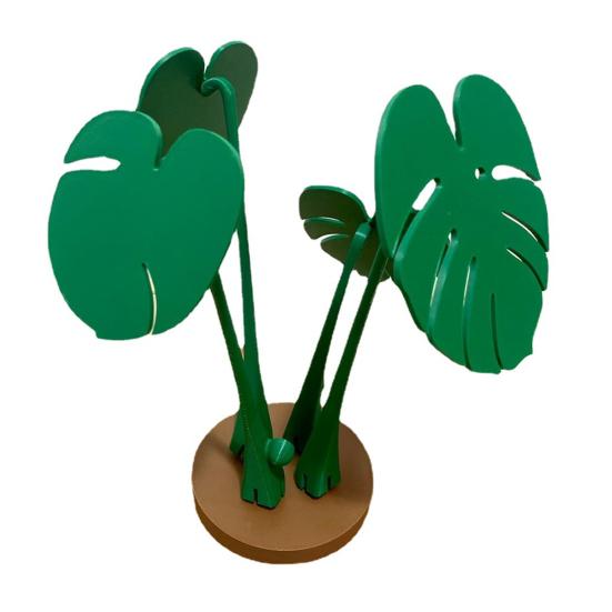Monstera Coaster Plant Ornament 3D Printed House Artificial Plant Built-In Coaster Leaves