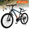 26" Spoke Wheel 24 Speed Mountain Bicycle Adult Bike MTB W/ Fender Blue+Orange