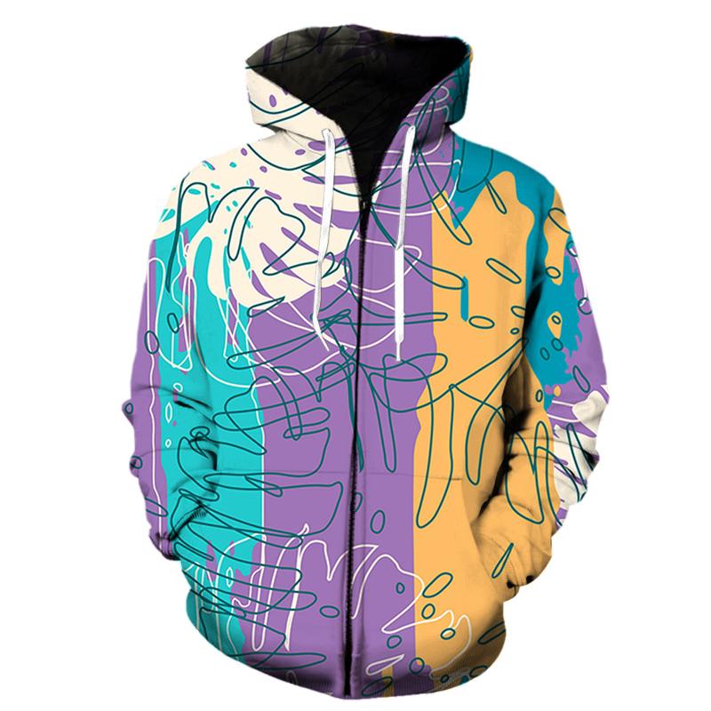 Пуловер с 3D принтом граффити для мужчин и женщин с капюшоном, повседневная толстовка на молнии с длинными рукавами, верхняя одежда унисекс, уличная одежда, мужские толстовки