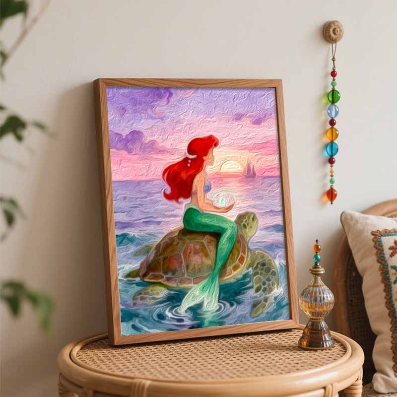 Disney Русалка Морская Черепаха Закат цифровая масляная живопись DIY масляная живопись ручная роспись гостиная спальня декоративная картина