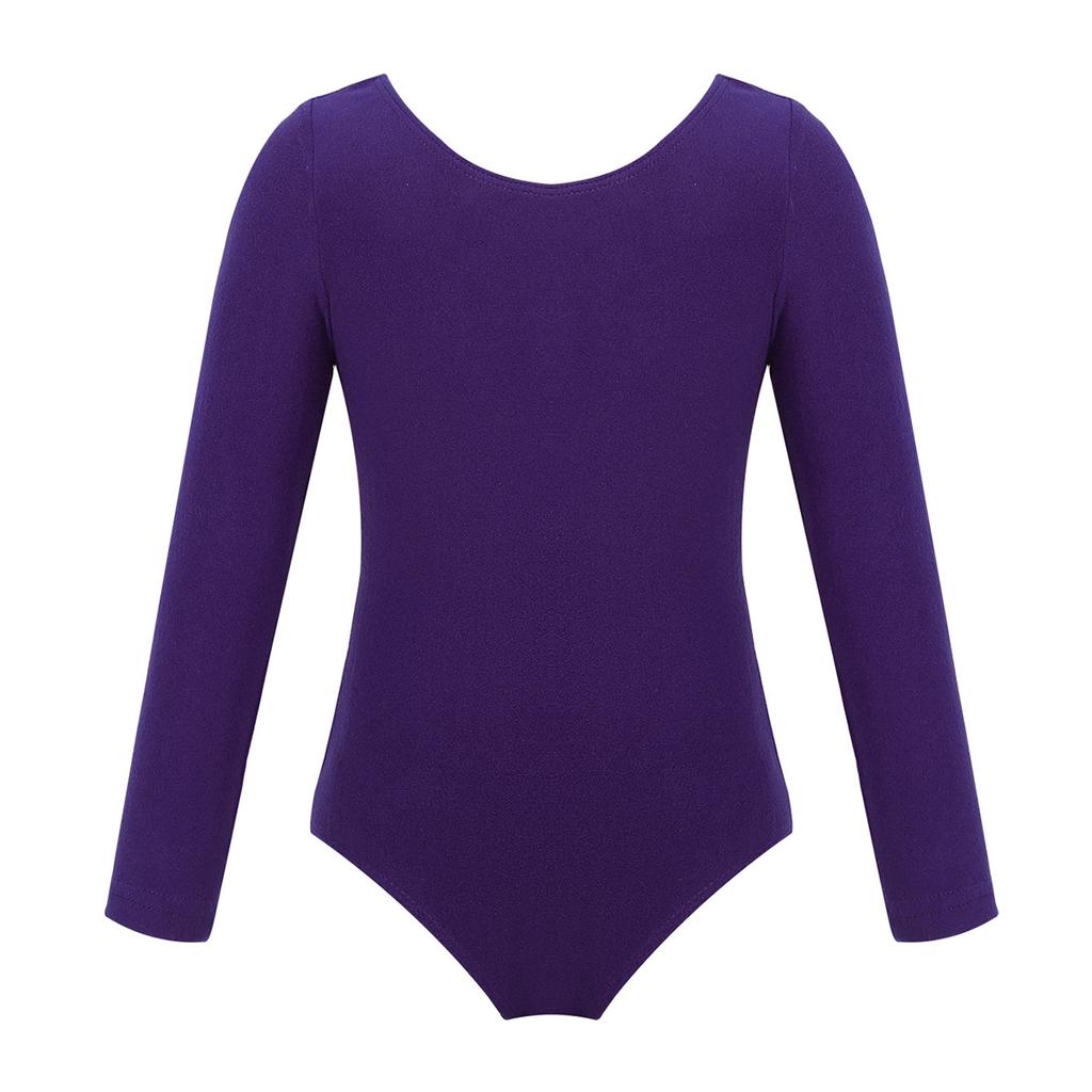 Kids Basic Long Sleeve Leotard Ballet Dance Gymnastic Bodysuit Jumpsuit Girls Activewear