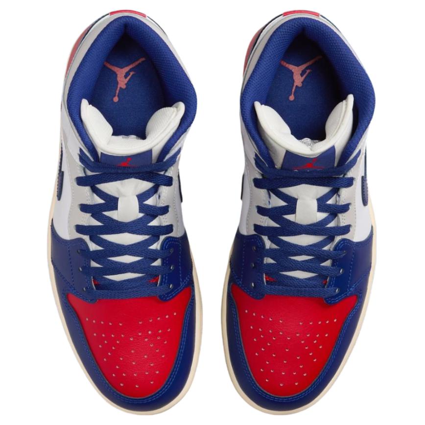 Кроссовки унисекс Air Jordan 1 Mid Rare Air Белые Глубокий королевский синий Университетский красный DQ8426-102