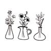 3 Pieces Vase Wall Hanging Decor Flowers Art Collectible Crafts Black Figurine Decorative
