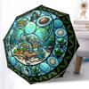 Turtle Life Cycle Pattern Umbrella, Portable and Foldable Design, 8 Ribs, a Casual Accessory for Halloween, Christmas, and Birthday Gifts.
