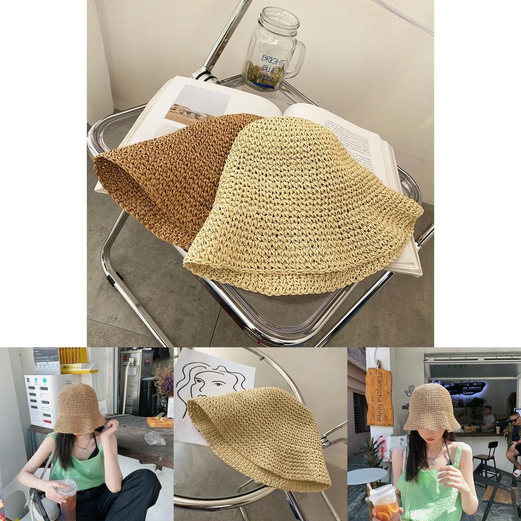Elegant Women's Spring Summer Woven Sun Hat Foldable Breathable Beach Straw Hat