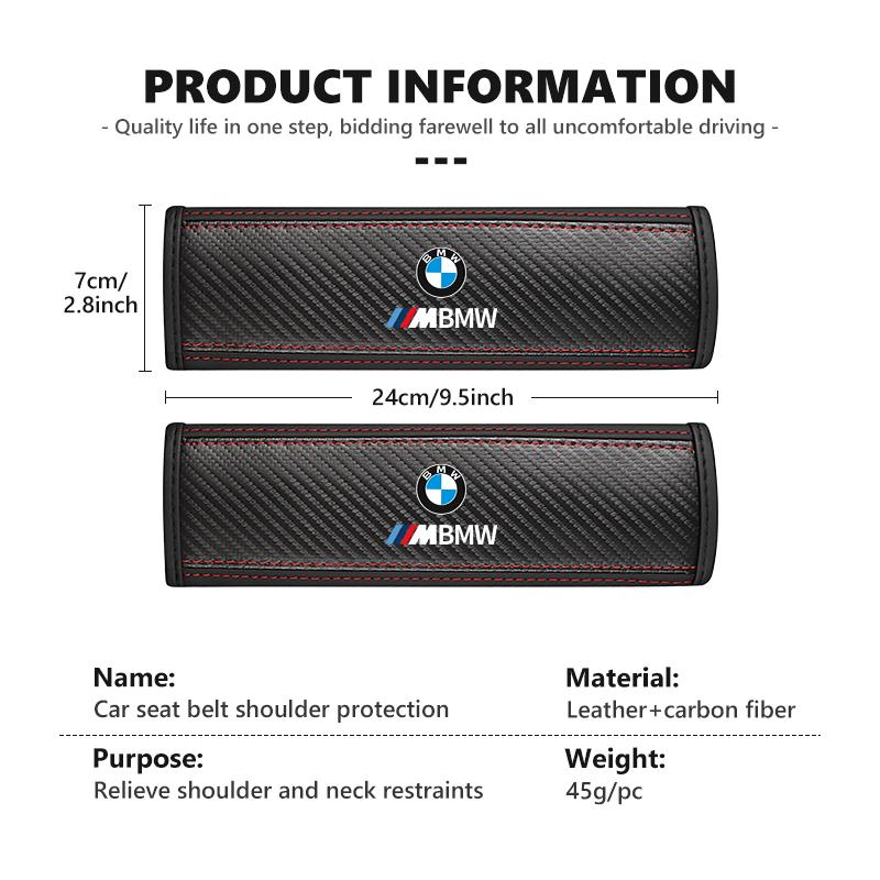 Car Belt Shoulder Protector Pad Interior Decoration Accessories For BMW M Sport M2 M3 M4 M5 M6 E46 E90 E60 F10 F20 E87 X3 X6