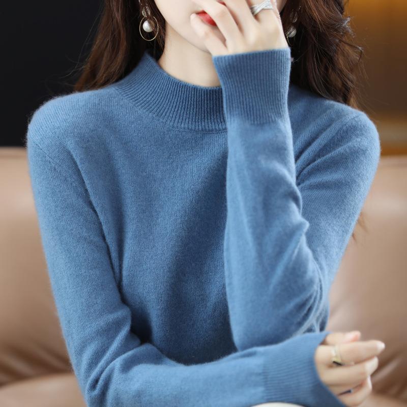 INDFS Женская мода Повседневный Осень Зима Однотонный Принт Длинный Рукав Полуводолазка Свитера