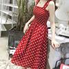 Fashion  Women Loose None Sleeve  Polka Dot Shoulder Plus Size Casual Dress