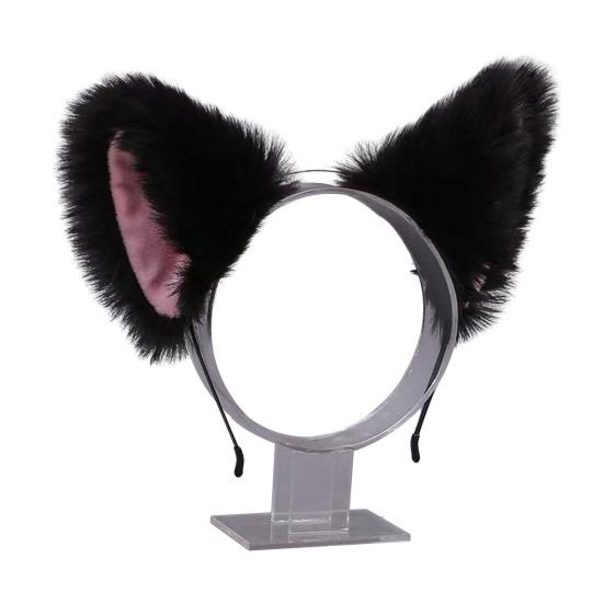 Плюшевая повязка на голову с кошачьими ушками, обруч для волос ручной работы на Хэллоуин, вечеринка, атмосфера, реквизит для фотосъемки