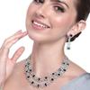 Amazing Double Layered Necklace Set with Rhodium Plated CZ and Blue Stones for Women