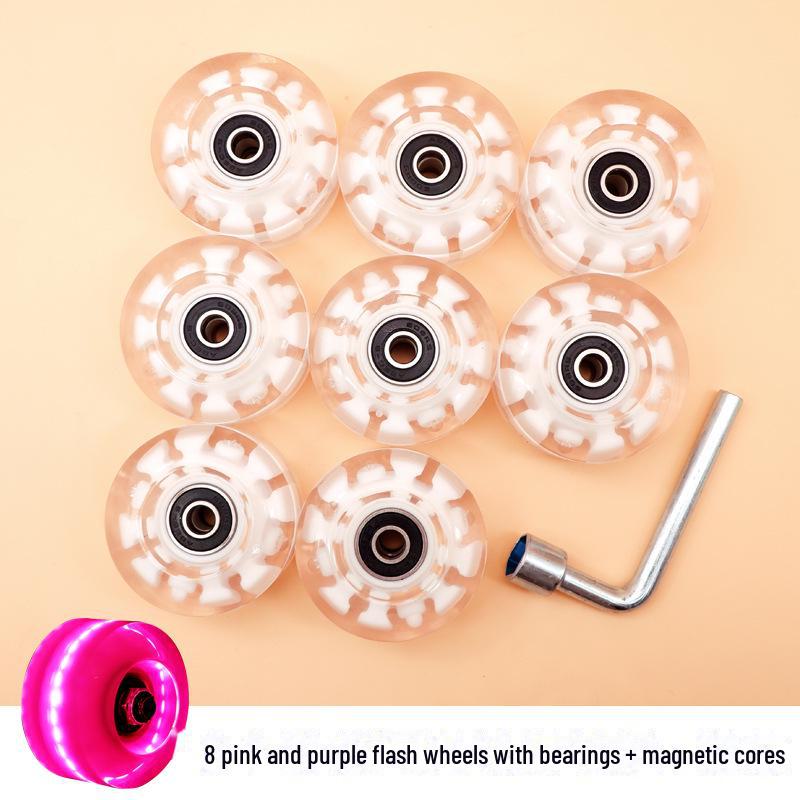 Luminous Double-Row Roller Skates with Colorful Wheels & PU Shock-Absorbing Outdoor Skates