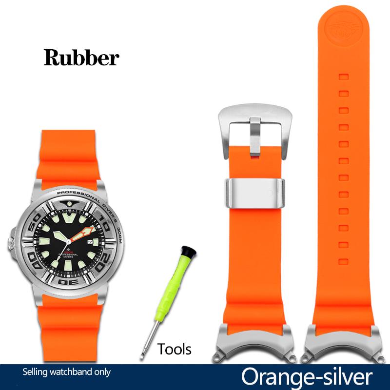 Новый резиновый ремешок для часов Citizen BJ8050 BJ8050-08E, нержавеющая сталь, ушки, маленький/маленький монстр, модифицированный силиконовый ремешок для часов