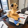 Pug Sitting On Toilet Figurine Reading Book Dog Resin Statue Puppy Animal Sculpture