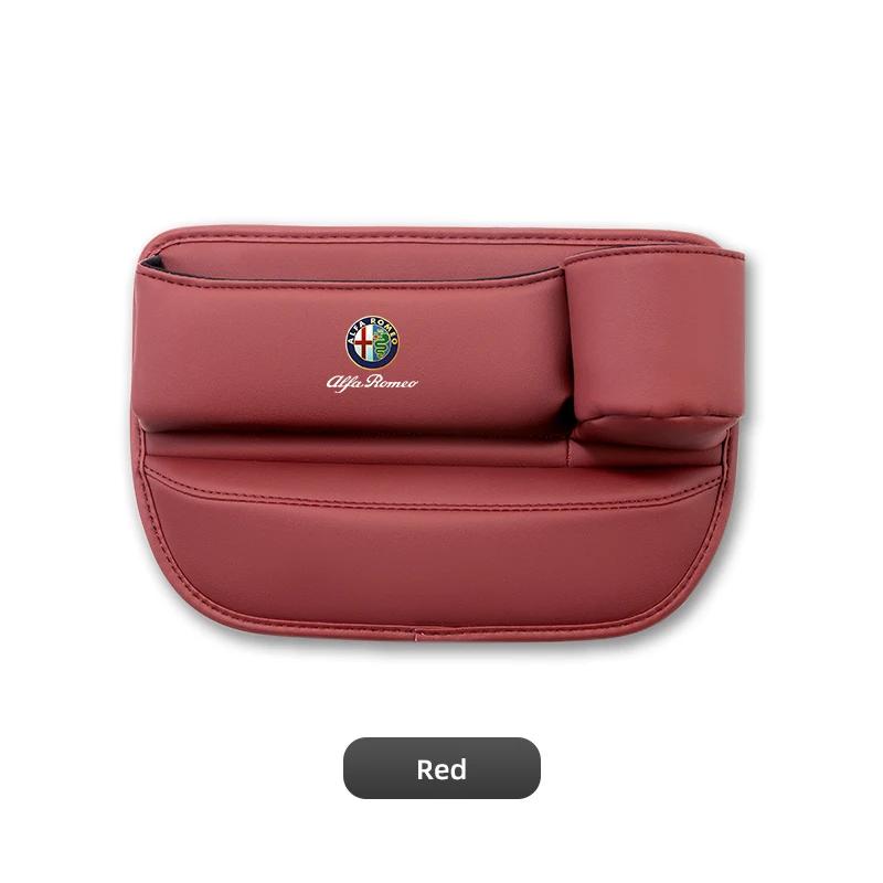 Car Stickers For Alfa Romeo Car Seat Gap Organizer Storage Box Leather Side MR Storage Pocket Wallet Keys Card Cup Holder For Alfa