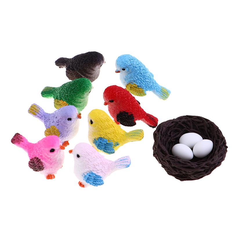 4шт мультфильм красочная летающая птица воробей маленькая статуя миниатюрная фигурка орнамент